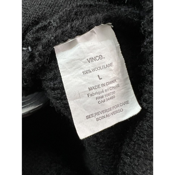 Vince Jacket Womens Large Black‎ 100% Wool Knit Double Breasted Military Style - Picture 7 of 13